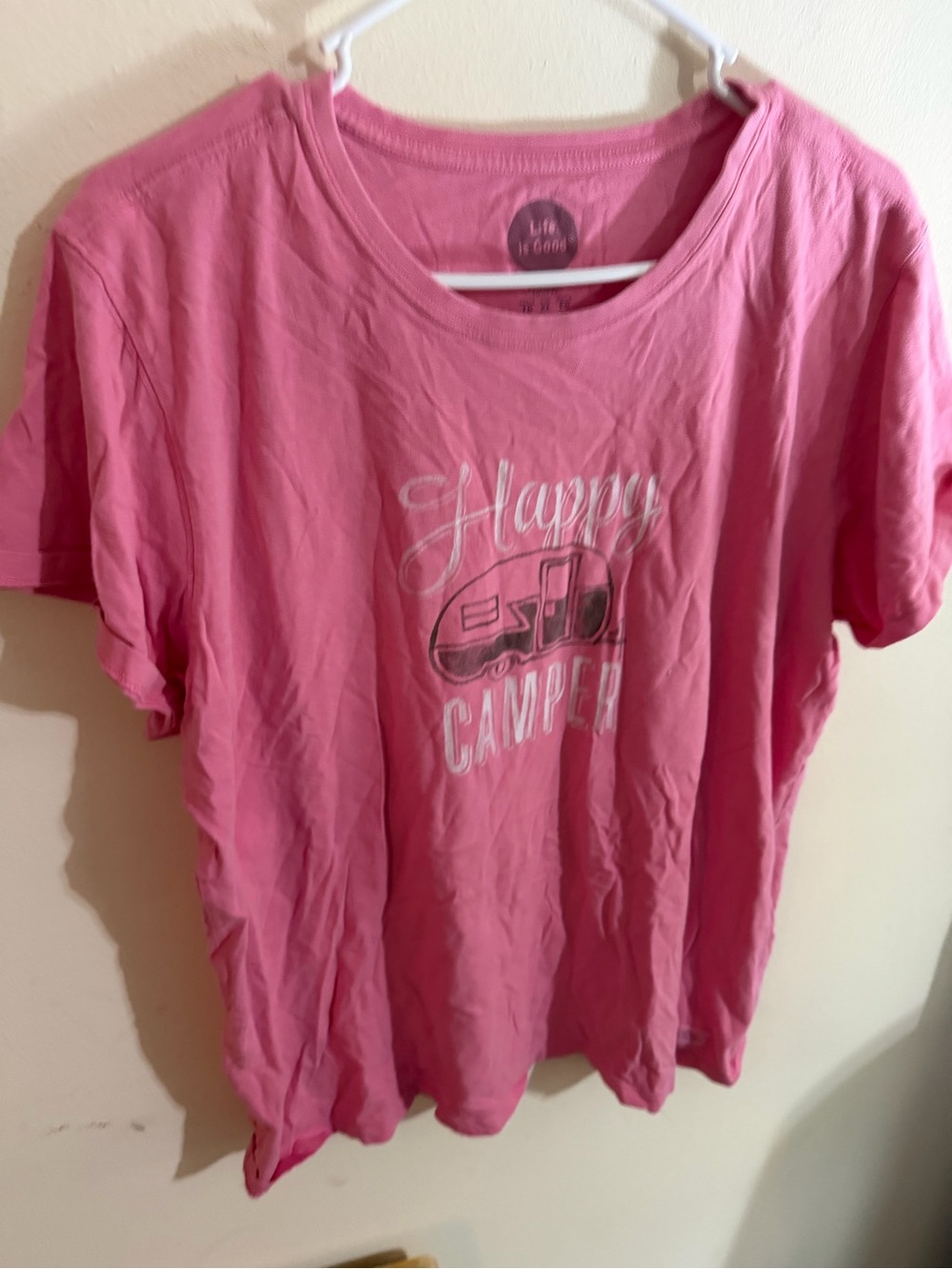 Life Is Good Size XL Pink Women's Crew Neck Tee